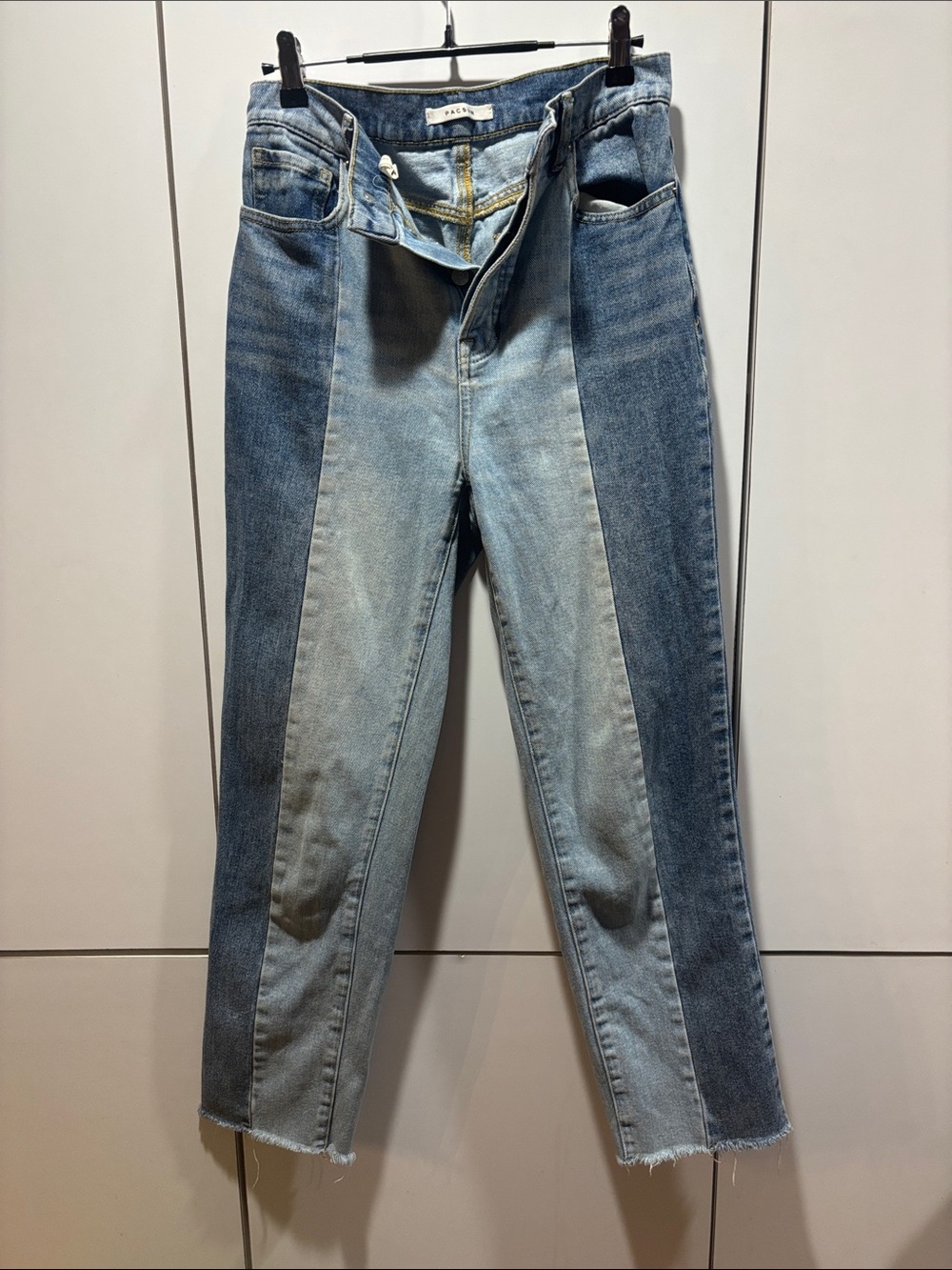 PacSun Two Tone Colorblock Raw Hem Ankle Jeans Size 26